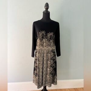 J. Jill Black Dress with Gold Pattern